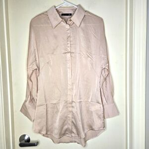 NWT black tape satin button oat oversized size small